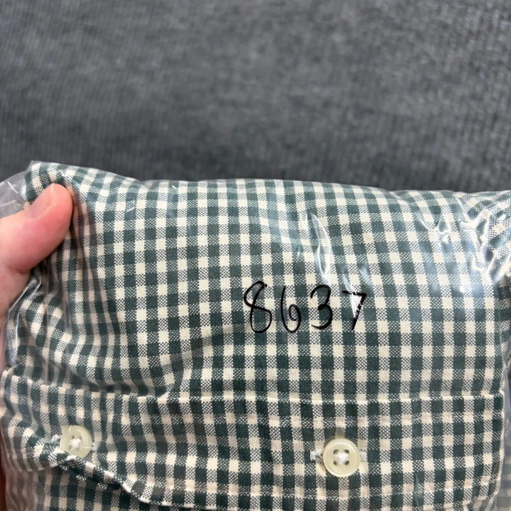 Ralph Lauren Shirt Mens XL Custom Fit Gingham Button Down Green White Check